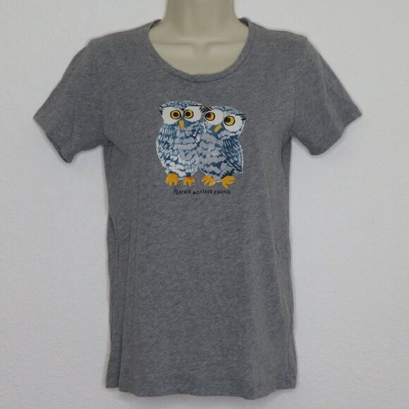 J Crew Mercantile Feather Weather Friends XS Grey Short Sleeve Tee Shirt Top - Picture 8 of 8